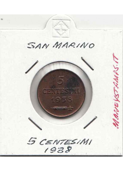 1938 5 Centesimi Rame buona conservazione San Marino